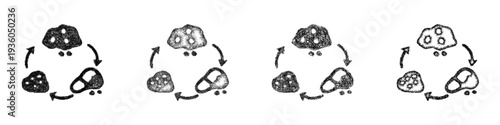 Sketch rock cycle icon design set