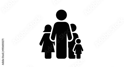 Family Silhouette with Father and Children.