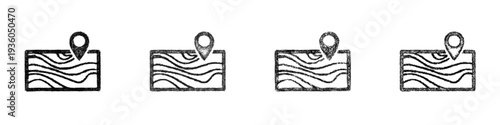 Sketch topographic map icon design set