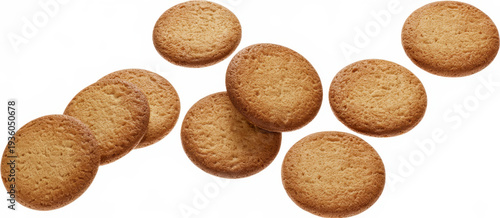 Round brown cookies on white background round cookies