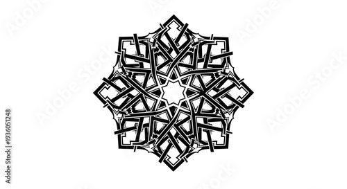 Intricate Black and White Geometric Pattern Design.