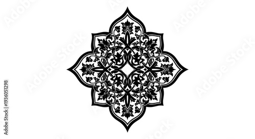 Intricate Black Floral Mandala Design Element 2.