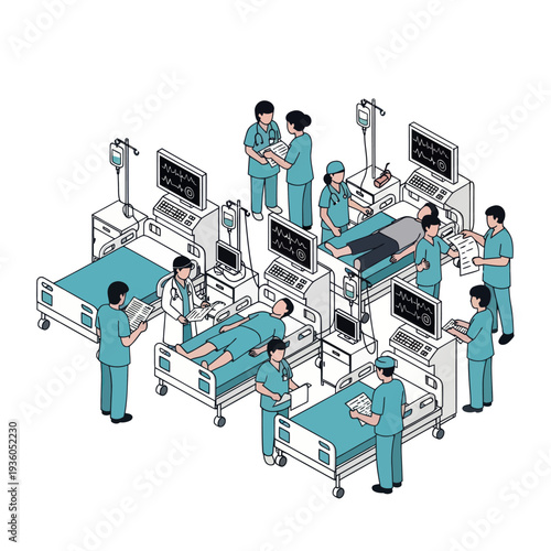 Medical Staff Tending to Hospital Patients.