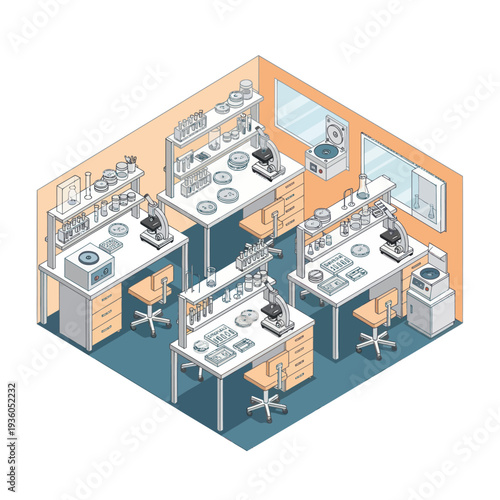 Laboratory Equipment and Workstations in Modern Lab.