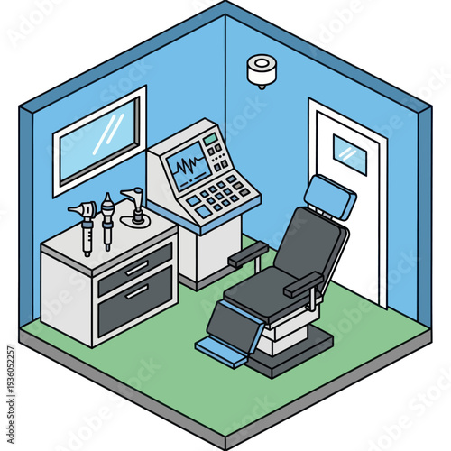 Dentist Office with Chair and Equipment.