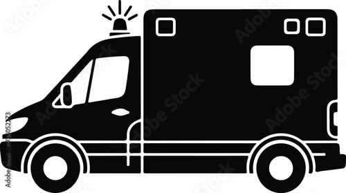 Silhouette Ambulance emergency vehicle medical transport service vector illustration