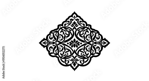 Intricate Black Floral Ornament Design Element 3.