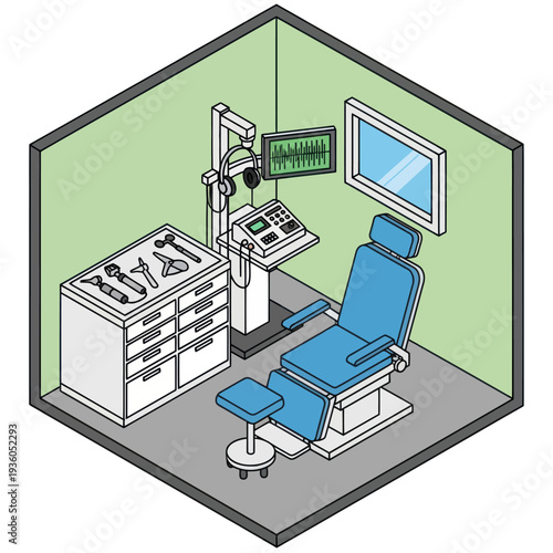 Dentist Office Chair and Equipment Illustration.