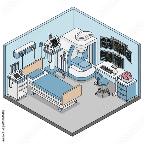 Medical Imaging Room with MRI Machine.