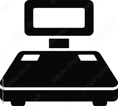 Silhouette digital electronic weighing scale isolated on white background vector illustration