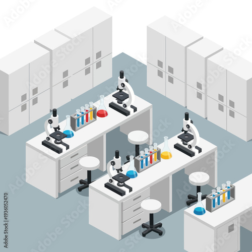 Laboratory Equipment and Microscopes in Lab Setting.