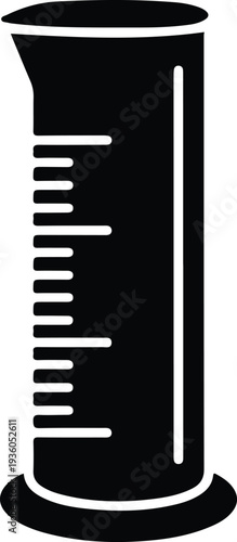 Silhouette graduated cylinder laboratory measuring equipment on white vector illustration