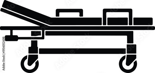 Silhouette hospital medical stretcher on wheels for patient transport vector illustration
