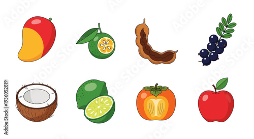 Assortment of colorful fruit illustrations