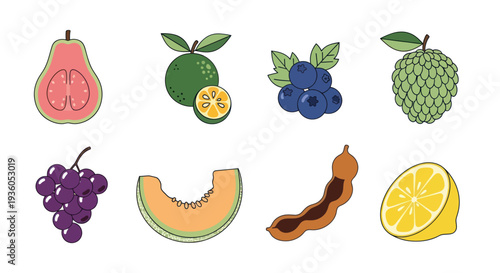 Assortment of fresh fruits isolated on white