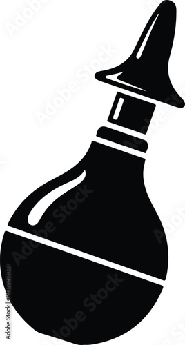 Silhouette medical enema syringe used for healthcare and hygiene vector illustration