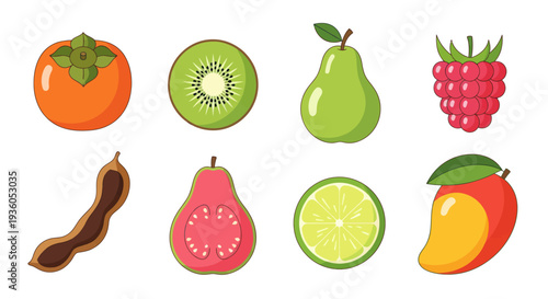 Assortment of fresh fruits isolated on white
