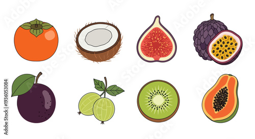 Assortment of fresh fruits isolated on white