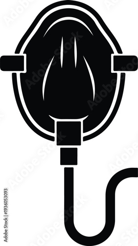 Silhouette Medical oxygen mask for respiratory support vector illustration