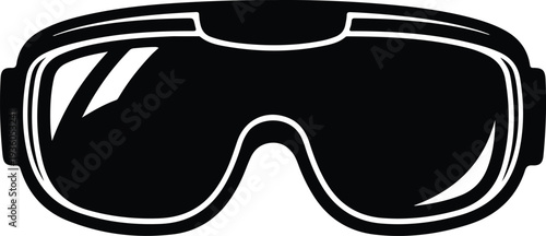 Silhouette modern ski goggles for winter sports protection vector illustration