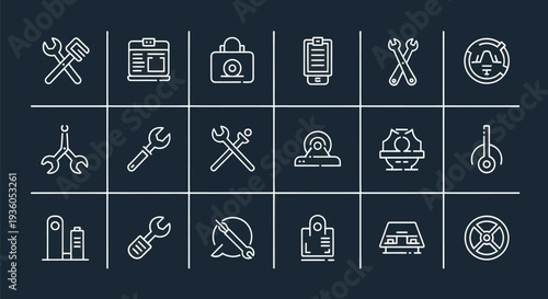 Automotive repair and service icons set