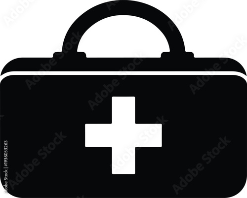 Silhouette of a black medical first aid kit vector illustration
