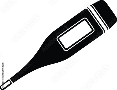 Silhouette of a digital medical thermometer for measuring fever vector illustration