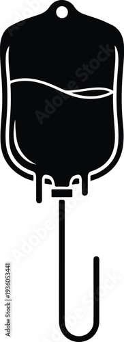 Silhouette of a medical IV drip bag for hospital treatment vector illustration