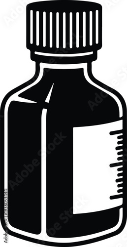 Silhouette of a medical medicine bottle with measurement scale label vector illustration