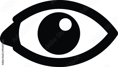 Silhouette simple abstract eye icon with visible pupil vector illustration