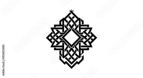Intricate Black Geometric Pattern Design Element 2.