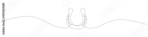 One line drawing of a lucky horseshoe, single line illustration of a classic symbol of fortune with a minimalist continuous stroke and a clean contour in a modern line illustration style.