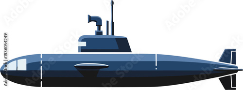 Navy Submarine Flat Icon - Minimalist Defense Series