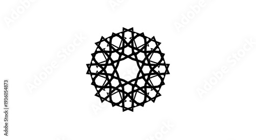 Intricate Black Metallic Circular Pattern Design.