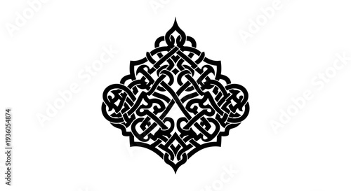 Intricate Black Ornament with Curved Lines.