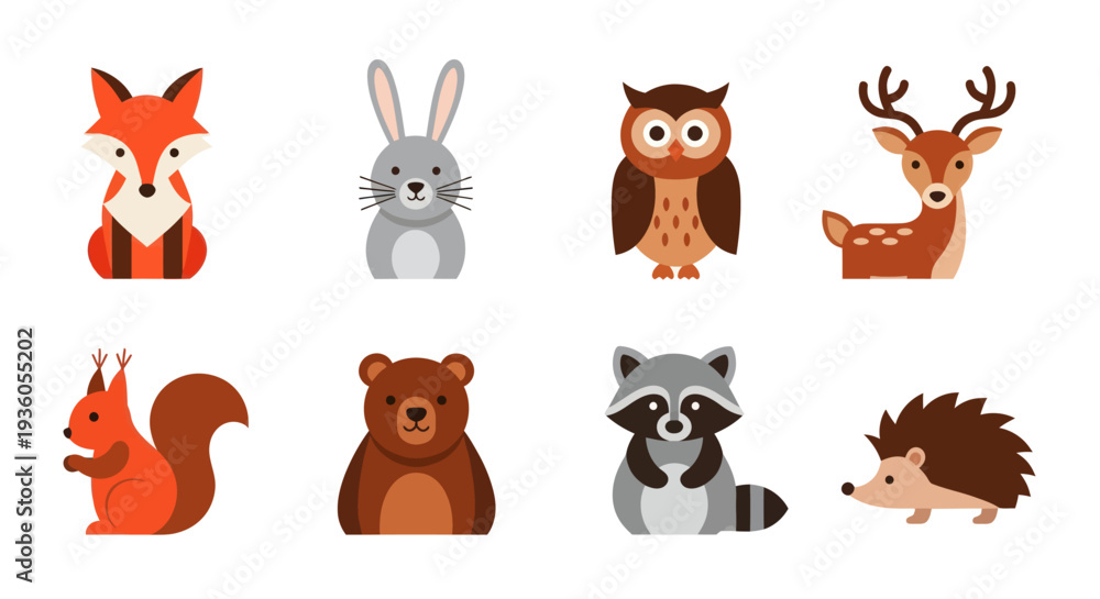 Fototapeta premium Cartoon forest animals illustration