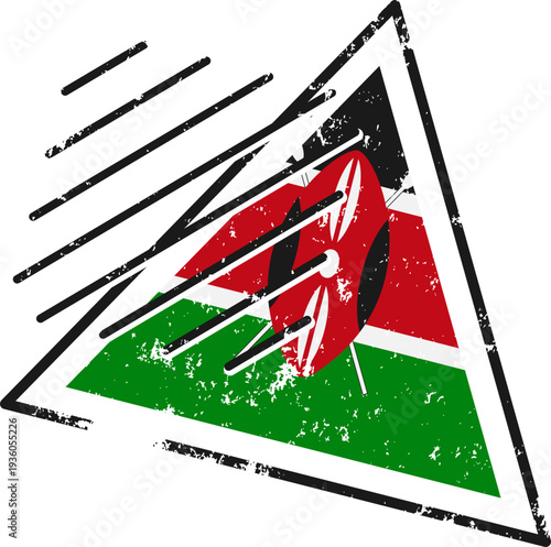 Kenya Flag Grunge Abstract Triangle