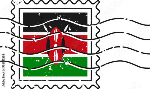 Kenya Grunge Flag Postage Stamp