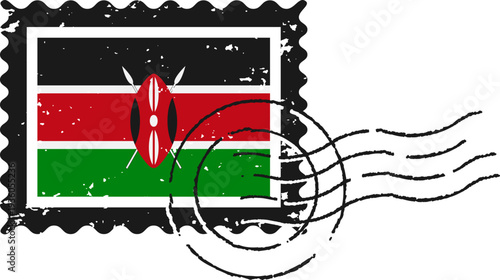 Kenya Flag Grunge Postage Stamp