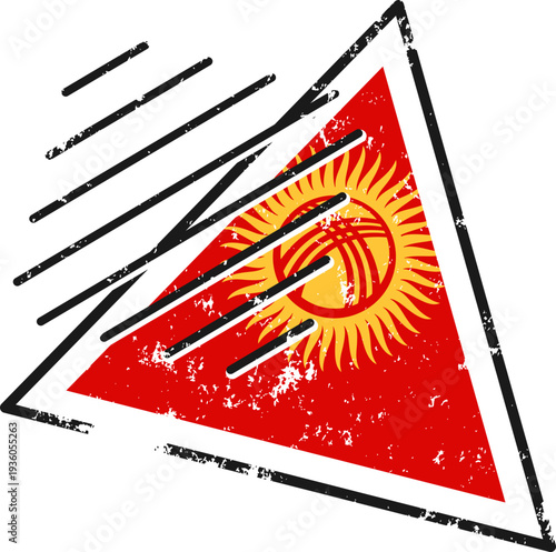 Kyrgyzstan Flag Grunge Triangle