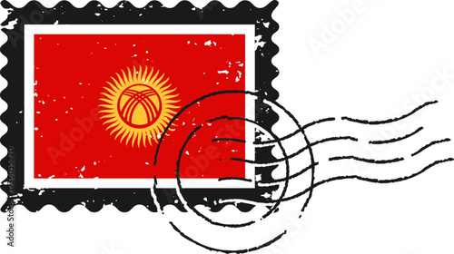 Kyrgyzstan Grunge Flag Postage Stamp