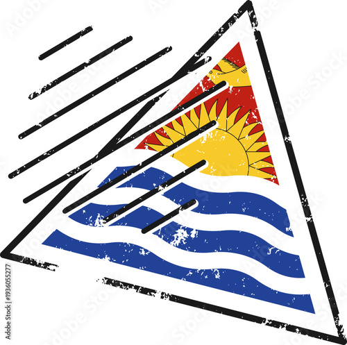 Kiribati Flag Grunge Triangle Element