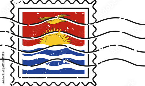 Kiribati Flag Postage Stamp Grunge