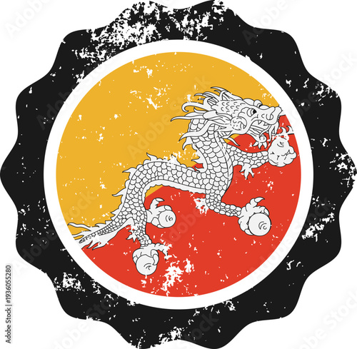 Bhutan Grunge Flag Stamp