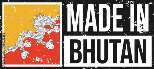 Bhutan Made In Grunge Stamp