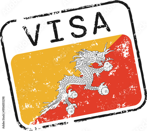 Bhutan Visa Grunge Stamp