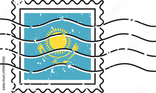 Kazakhstan Grunge Flag Postage Stamp