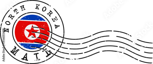 North Korea Postmark Grunge Stamp