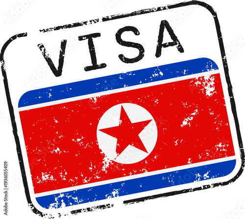 North Korea Visa Grunge Stamp