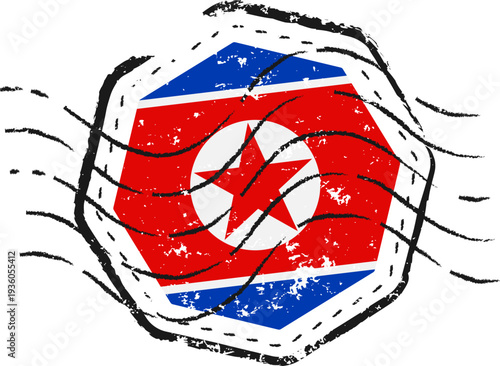 North Korea Flag Grunge Stamp